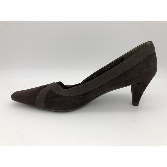 Stuart Weitzman Women's Size‎ 7.5 M Brown Suede Kitten Heels Cross Straps Spain - Picture 2 of 10